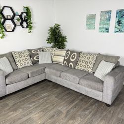 Grey L Sectional Couch (Can Deliver)