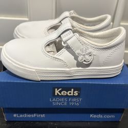 New Keds Little Girls Daphne White Leather Shoes (Girls Size 8) - $25