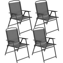 4pcs Patio Folding Chairs, Outdoor Dining Lawn Chairs, Textilene Furniture Chair Set, Black