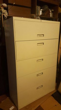5-drawer 42" wide commercial lateral file cabinet,