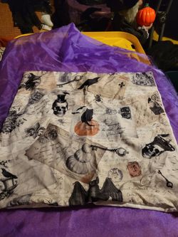 Halloween Postcard Print Pillow Cover