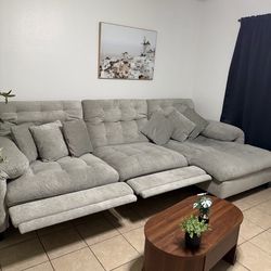 Beautiful Comfortable Grey Couch with Footrest - SAME DAY DELIVERY - NO CREDIT NEEDED - Other Colors Available