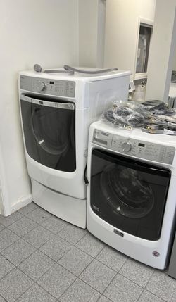 Maytag Front Load Washer & Electric Dryer Set – Stackable, White