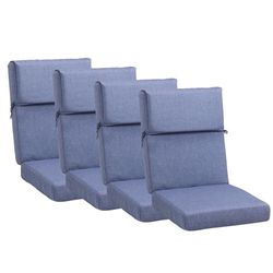 20 x 20 Inch Outdoor Chair Cushion - Olefin Fabric with Slipcover & Sponge Foam for Patio Furniture, Set of 4, Bluish-Purple