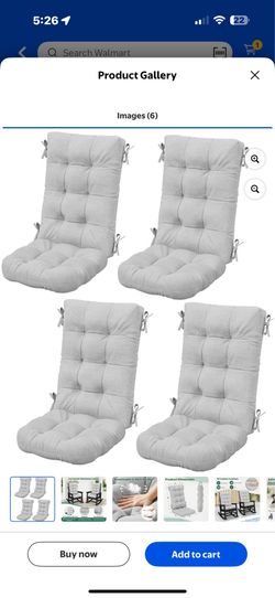New in box SERWALL Outdoor Rocking Chair & Adirondack Cushion Set of 4, Non Skid Slip and Watreproof,for Outdoor and Indoor,Light Gray