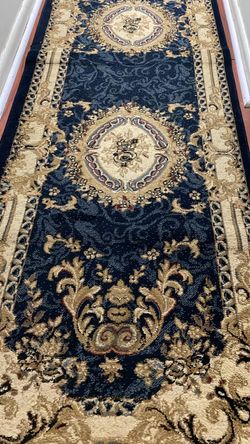 Navy Blue Traditional Medallion Runner Rug
