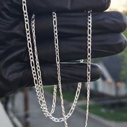 24” 2.5mm .925 Italy Sterling Silver Figaro Chain Necklace