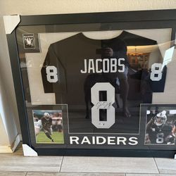 Josh Jacobs Custom Framed Raiders Autographed Jersey 