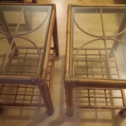 Glass Bamboo Table Set