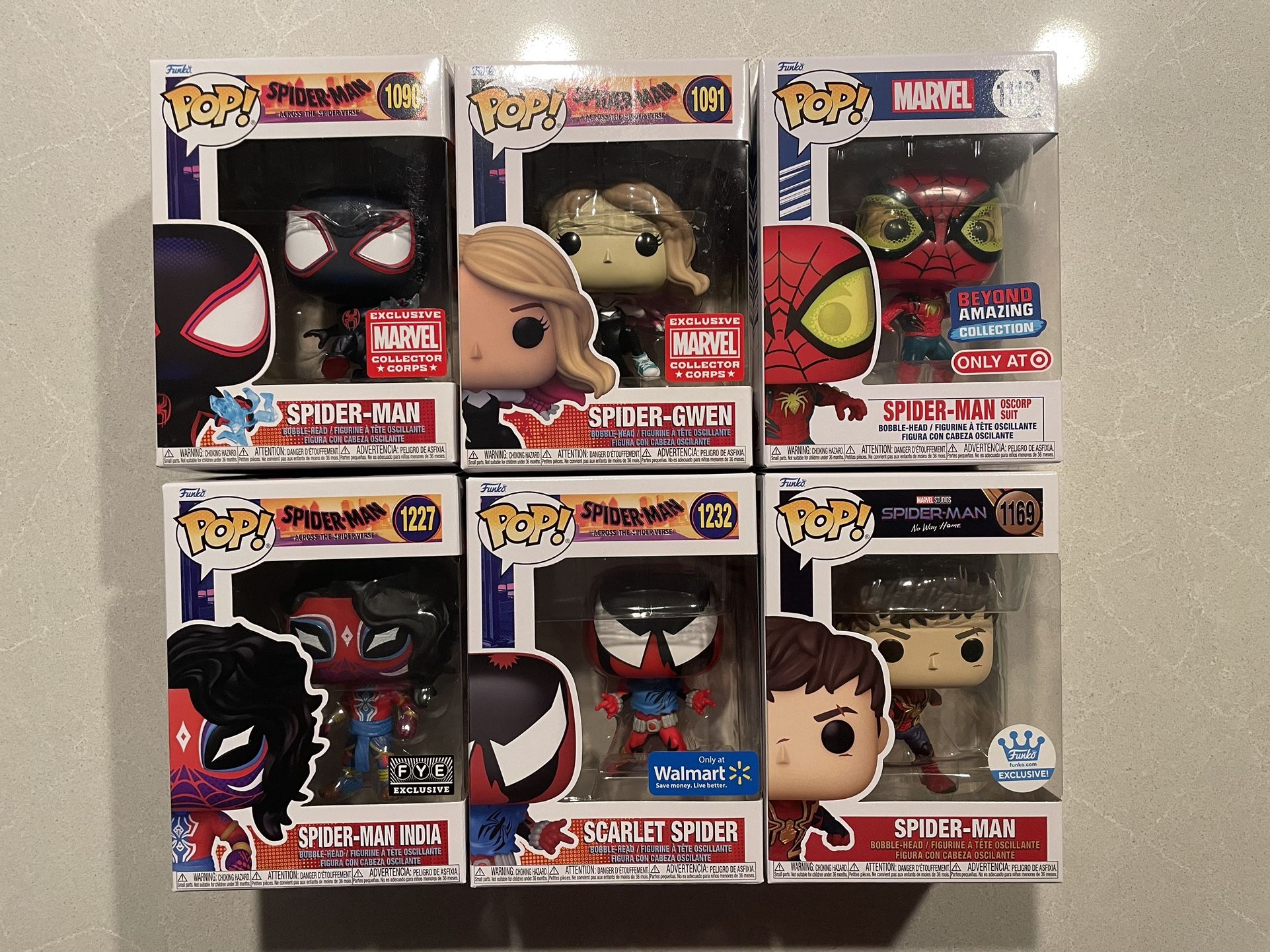 Spiderman Funko Pop Set *MINT* Marvel Exclusive Across Spiderverse Miles Morales Peter Parker