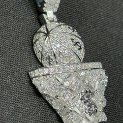 NEW Basketball Swoosh In The Money Pendant Moissanite 925 SS 3.34 ctw VVS D Color