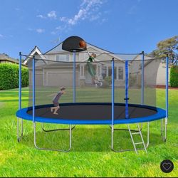 Trampoline With Basketball Hoop