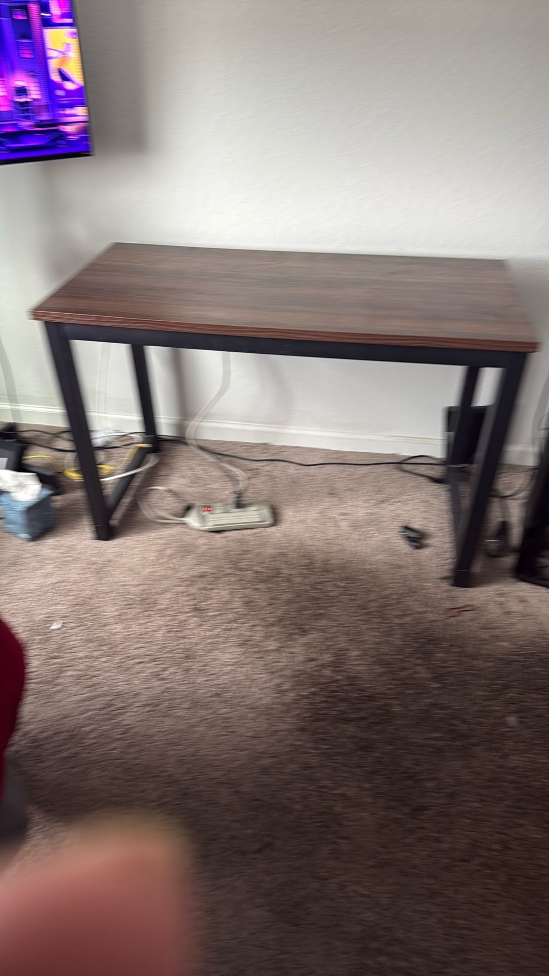 Modern Wood Top Table with Black Metal Legs, Sturdy and Clean