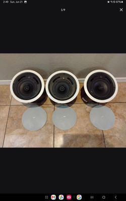 (3) Total Tannoy CVS 6 Coaxial In-Ceiling speakers for home theater surround sound they sound great.