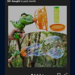 SYNCFUN Dinosaur Bubble Gun Blower Toy, Bubble Machine with Solution Refill, Outdoor Toy for Kids, Boys, Gir, Party, Summer,Outdoor, Birthday