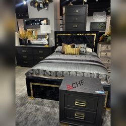 4 Piece Queen  / King  Size Bedroom Set ( Included Bed Frame , Dresser , Mirror,  Nightstand )  // July 4th Special Sale 