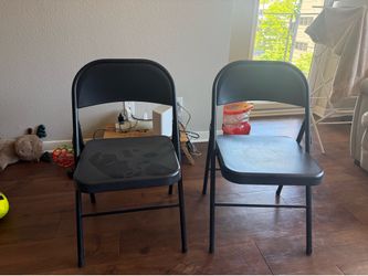 2 Black Folding Chairs – Sturdy & Space Saving