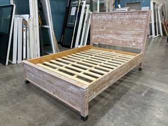 NEW! CAMAFLEXI Baja Full Size Solid Pine Platform Bed Frame with Distressed Barnwood Finish