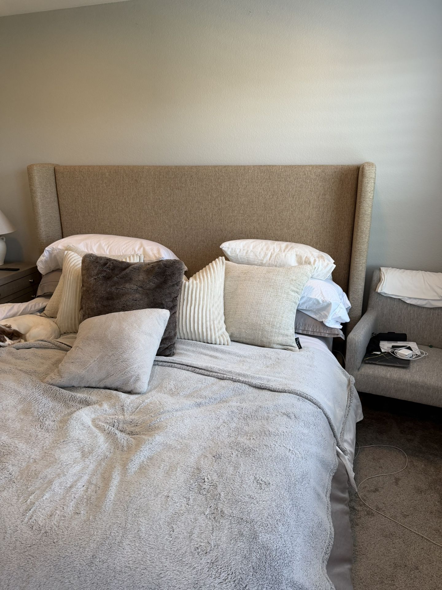 Brown/corral Color King Bed Frame By George Oliver ($1000 On Wayfair) - Miliyah Classic Upholstered King Bed