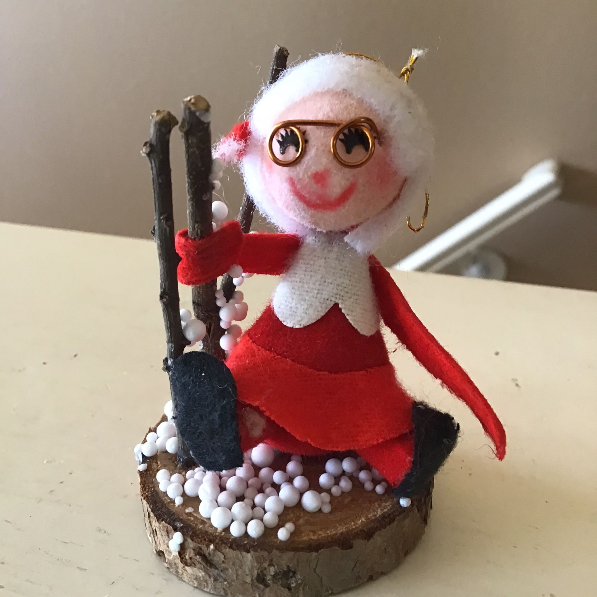 Antique Felt Handmade Mrs Claus Christmas Tree Ornament
