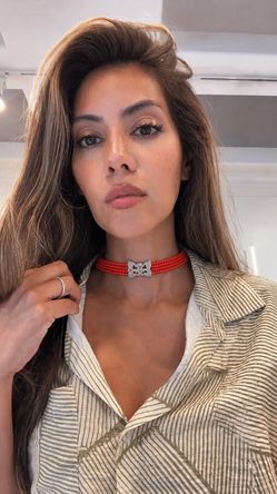 Estate Mediterranean Coral Beads & Diamonds in Platinum