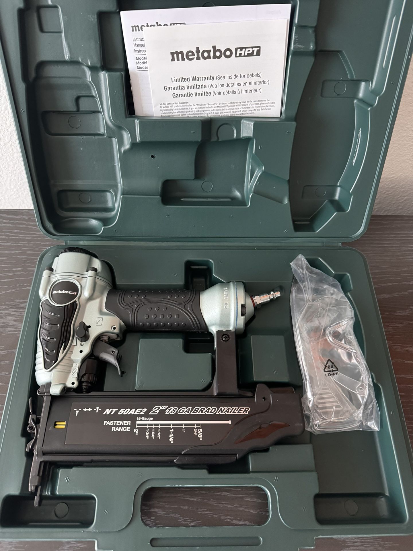 Metabo HPT NT 50AE2 2-inch Pneumatic Brad Nailer With Carrying Case