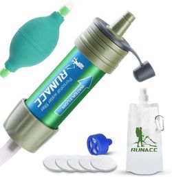 NEW Water Filter Straw Camping System with Ball Pump Fast Drinking and Backflushing Design, 2000L Water Purifier Survival Kit Hurricane Storm Supplies