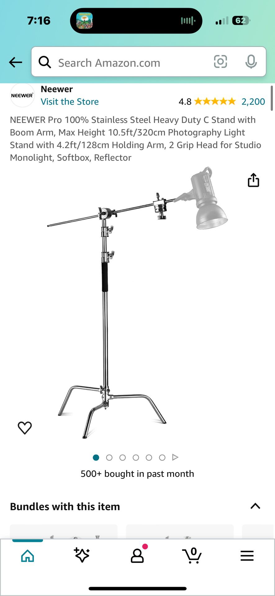 C-stand For Film Lighting. 10.5 Ft Tall. With Go go Arm