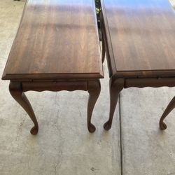 Two End Tables With Sliding Shelves 