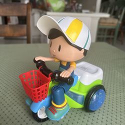 Children Electric Stunt Tricycle Toy with Blinking LED Tires 360° Rotating