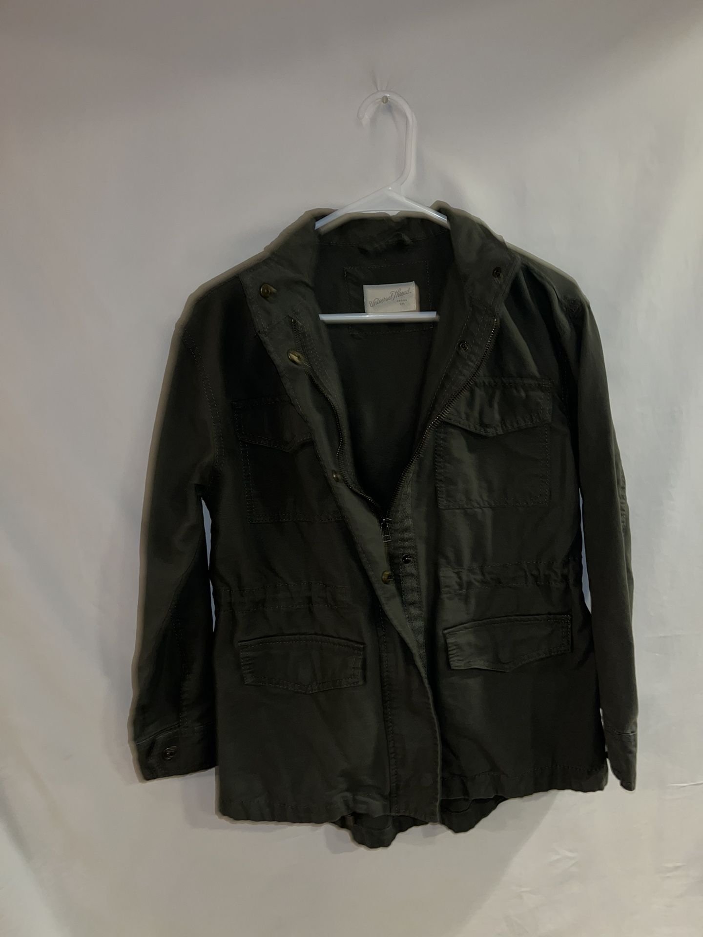 Ladies Womens XS x-small Universal Thread army green zip up khaki type jacket 