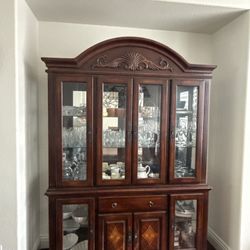 Solid wood China cabinet with lights