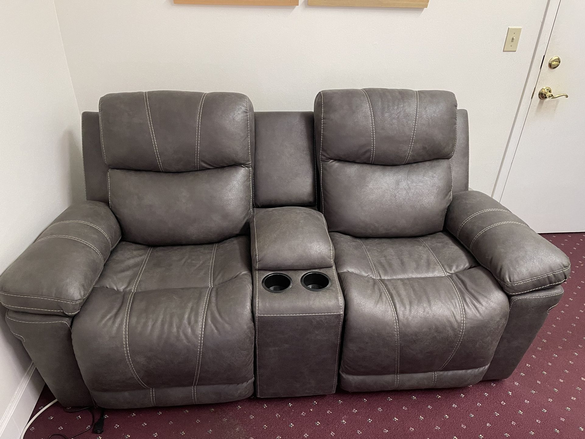 Two Seat Soft Leather Recliner Couch