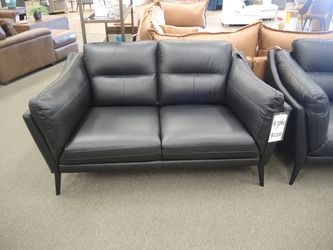 Leather Loveseat - Black | Small Sofa | Two-Seat Couch