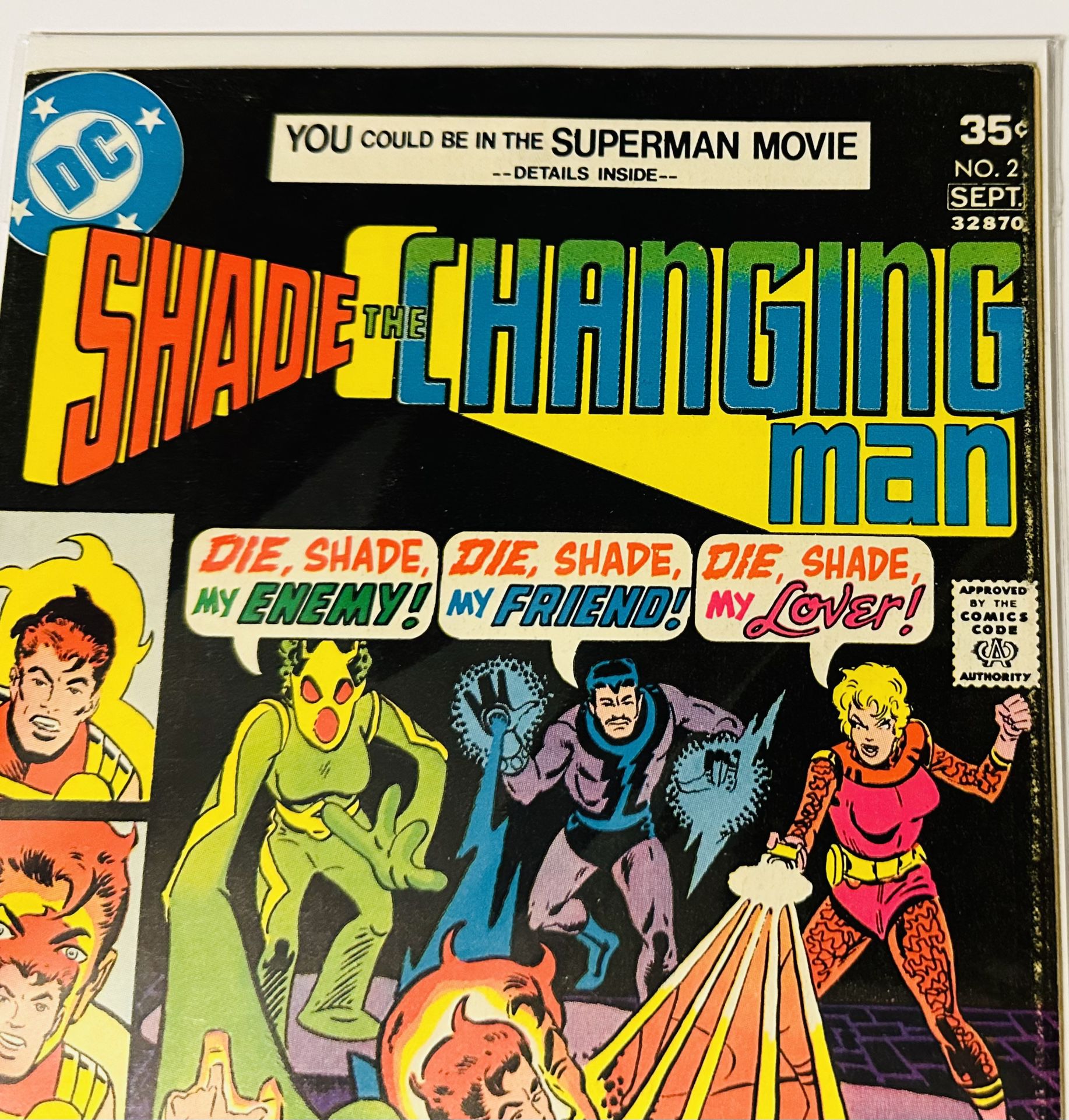 DC COMICS “SHADE,THE CHANGING MAN” #2SEPT WRAPPED IN AN ACID FREE ENVELOPE WITH A HARD CARDBOARD INSERT
