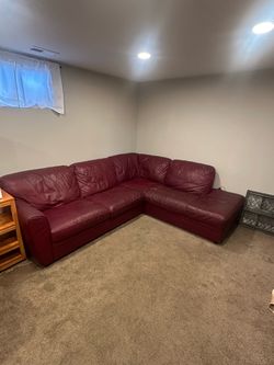 Red leather couch for sale