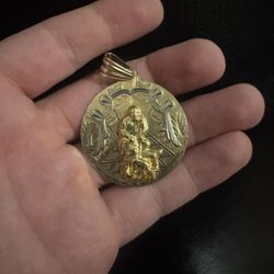 18k Gold Saint Lazarus Pendant