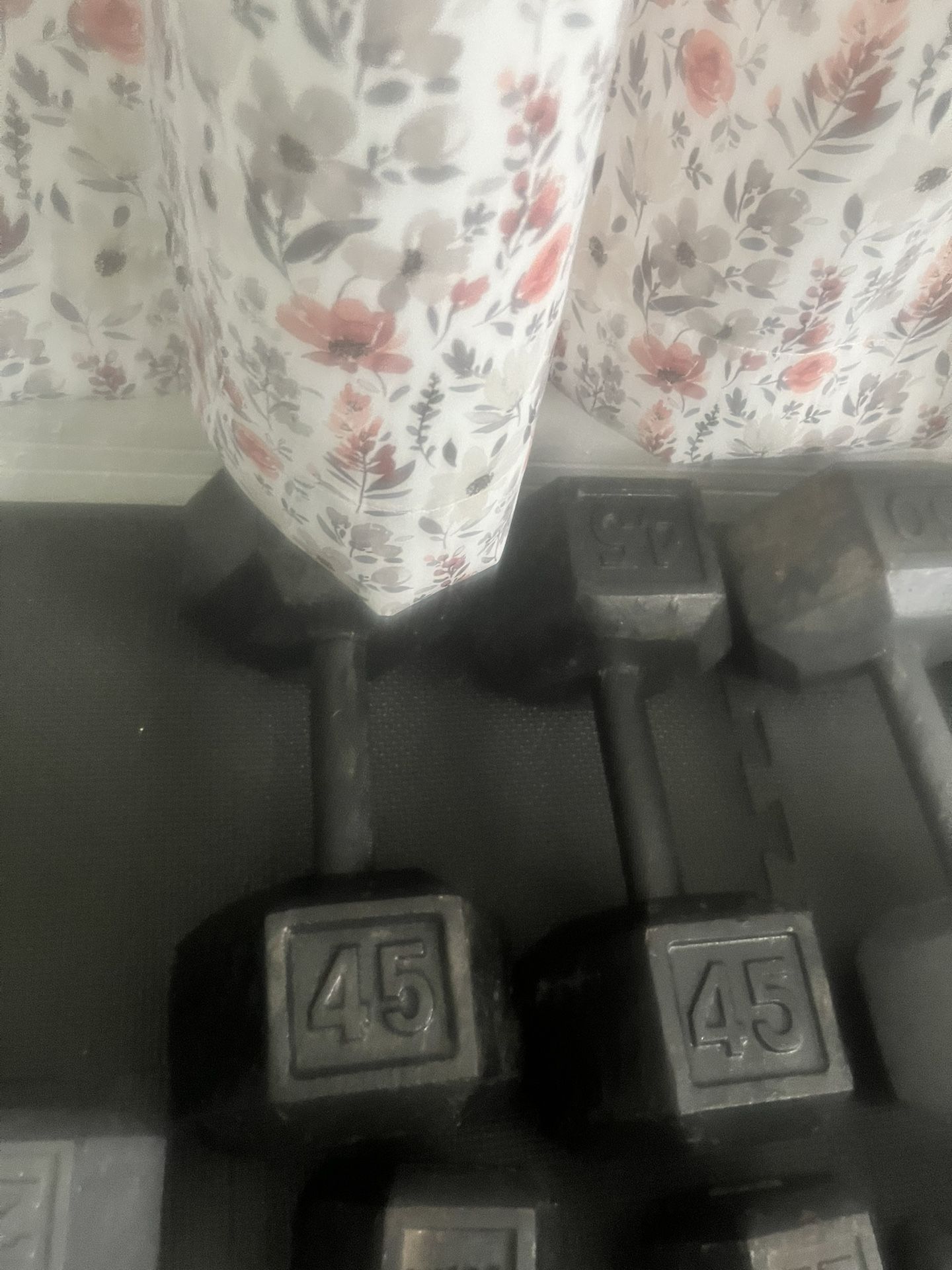 Pair Of 45lb Steel Hex Dumbbells Total 90lb