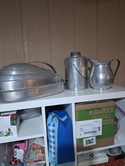 Vintage Alum. Roaster. Pitcher. Thermos