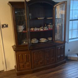 2 Piece China Cabinet Original Cherry Wood