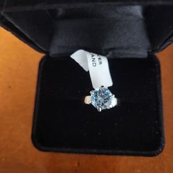 925 Sterling Silver Aquamarine Ring Size 6