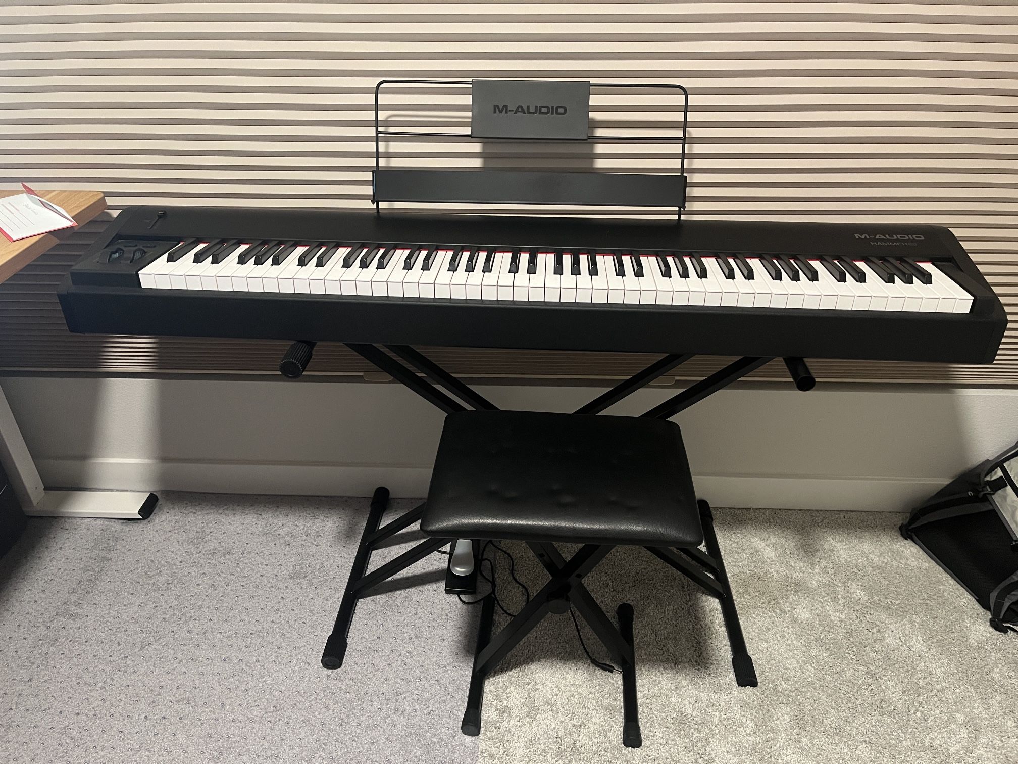 M-Audio Hammer Action 88 keys midi keyboard w/ stand, pedal, and chair