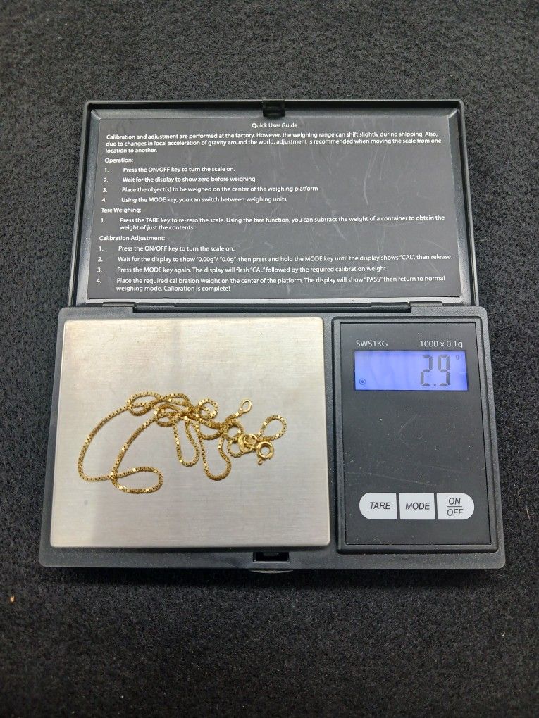 14k gold box necklace chain 16 inch 2.9 grams