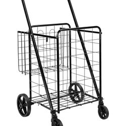 Foldable Collapsible Shopping Utility Cart with 360-Degree Wheels, Multi-Functional for Sports, Easy Assembly, X-Large, Black