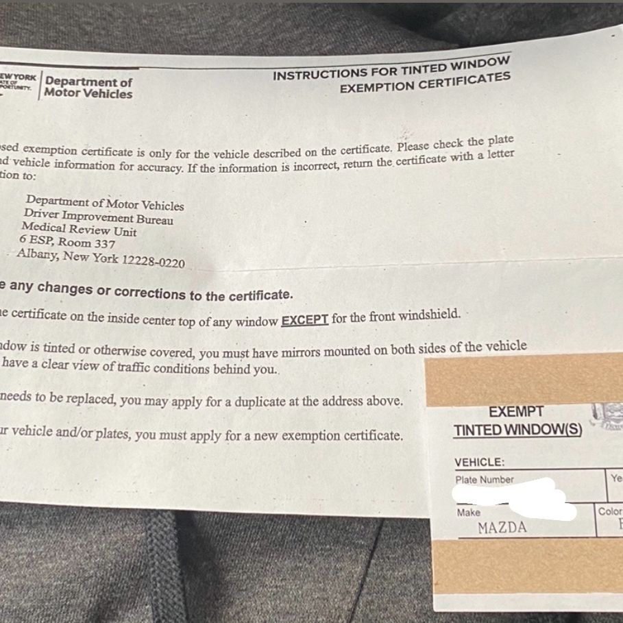 TINTED WINDOW EXEMPTION for Sale in The Bronx, NY - OfferUp