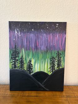 Northern Lights Landscape Acrylic Painting