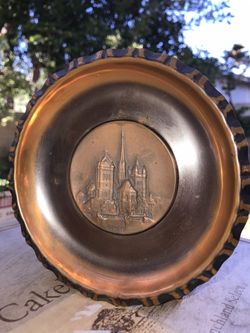 Copper Plate Vintage Swiss SIGG, Hanging Plate Geneva, Decorative wall copper