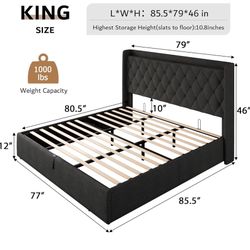 King Size Lift Up Storage Bed Frame 