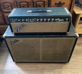 1967 Fender Bandmaster Black Panel Guitar Amp w/Matching 212 Cabinet