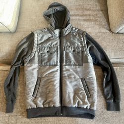 RVCA Nature x Industry Men's Zip Up Vest Hoodie Jacket Size M Black gray